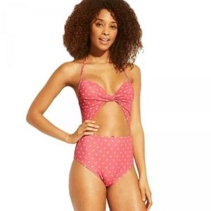 ✨NWT 34A Shade & Shore Pink Polka Dot Bathing Suit